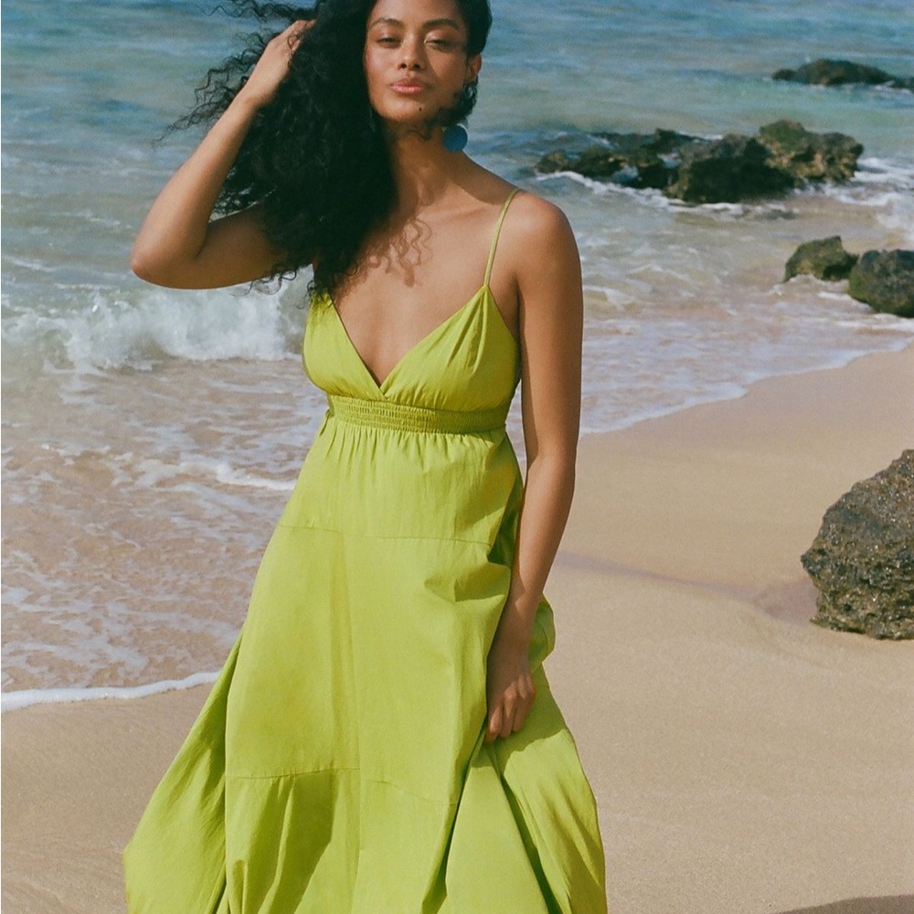 Anthropologie Lime Green Maxi Dress